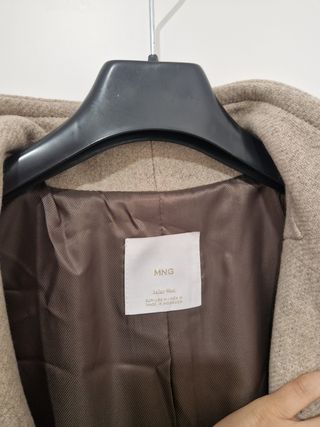 Abrigo largo mango lana manteco beige