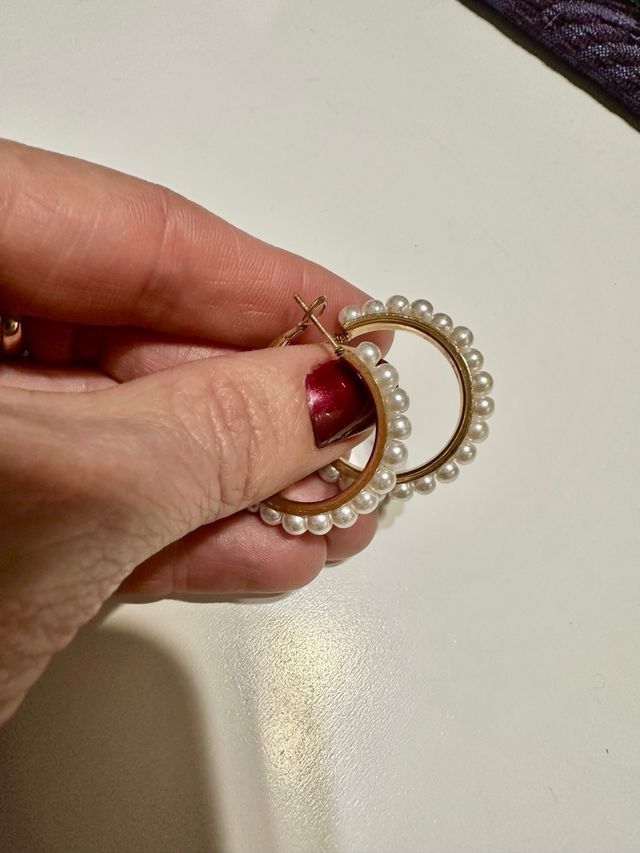 Pendientes aro y perlitas nuevos