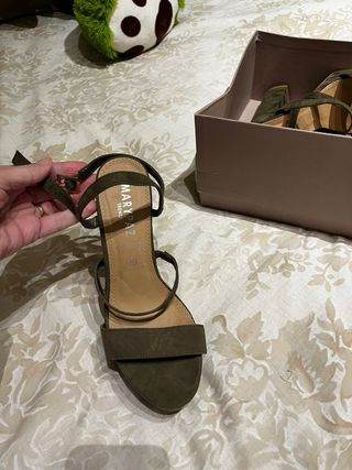 Sandalias verdes oscuros antelina, 38