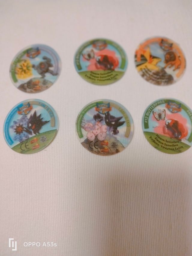Tazos liga transparentes Pokémon.