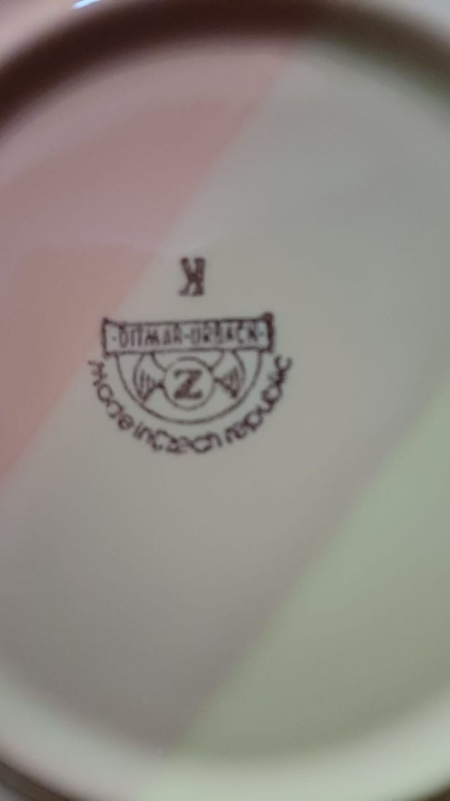 1 Plato bandeja cerámica amarilla y naranja checa