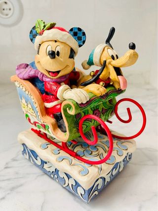 Figura Disney Jim Shore Mickey y Pluto Navidad 
