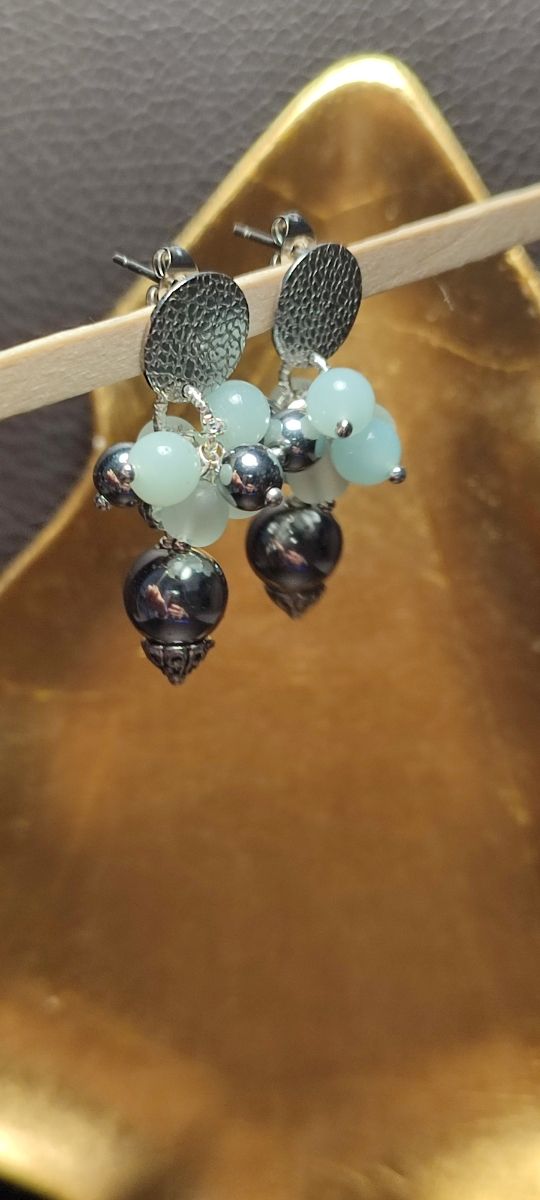 Orecchini argento,acquamarina,turchese