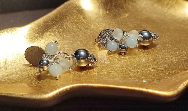 Orecchini argento,acquamarina,turchese