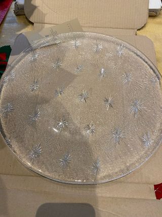 Piatto vassoio in vetro con decorazioni a stella