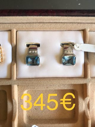Pendientes oro y pedrería. REBAJAS para Navidad