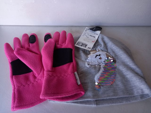 Gorro y guantes unicornio