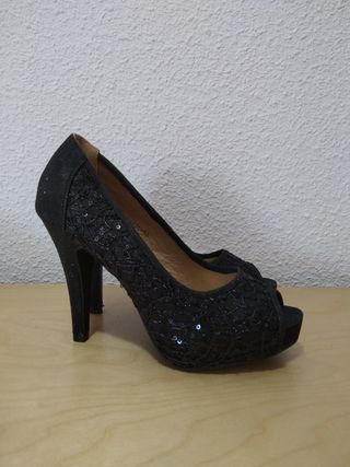 Zapatos fiesta mujer tacón lentejuelas n