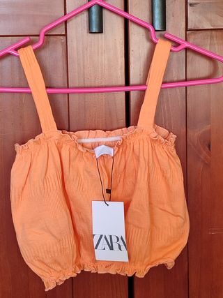 Top Zara naranja con tirantes niña