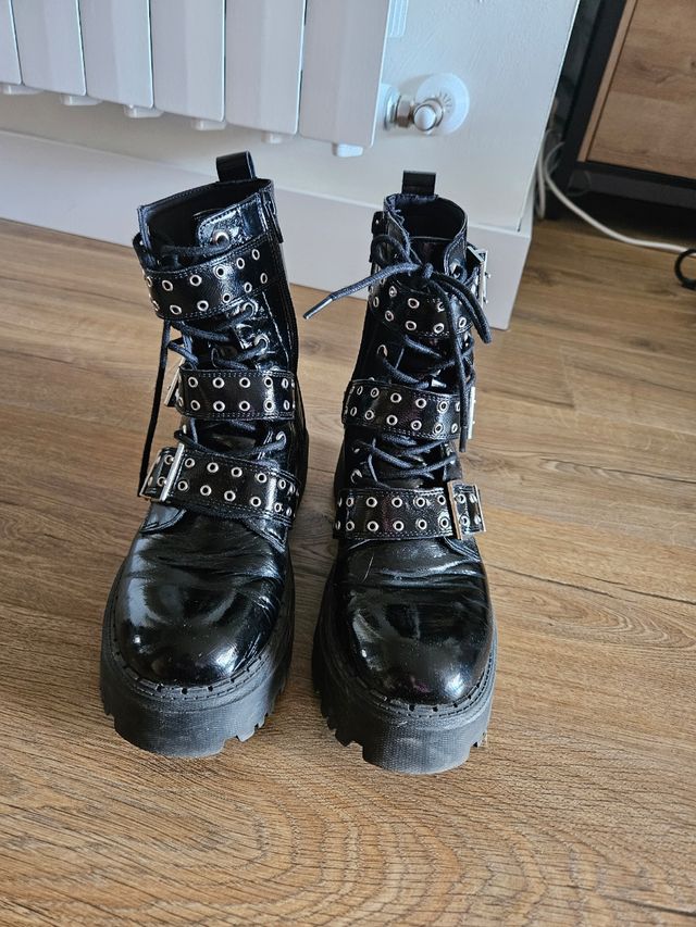 Botas militares charol zara 37