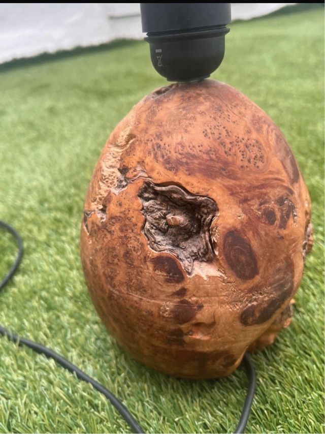 Lampara artesana ecologica madera cerezo