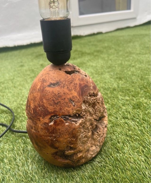 Lampara artesana ecologica madera cerezo