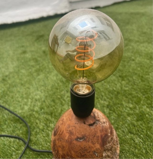 Lampara artesana ecologica madera cerezo