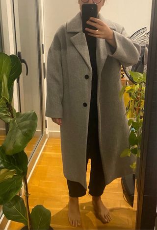 Abrigo lana gris oversize