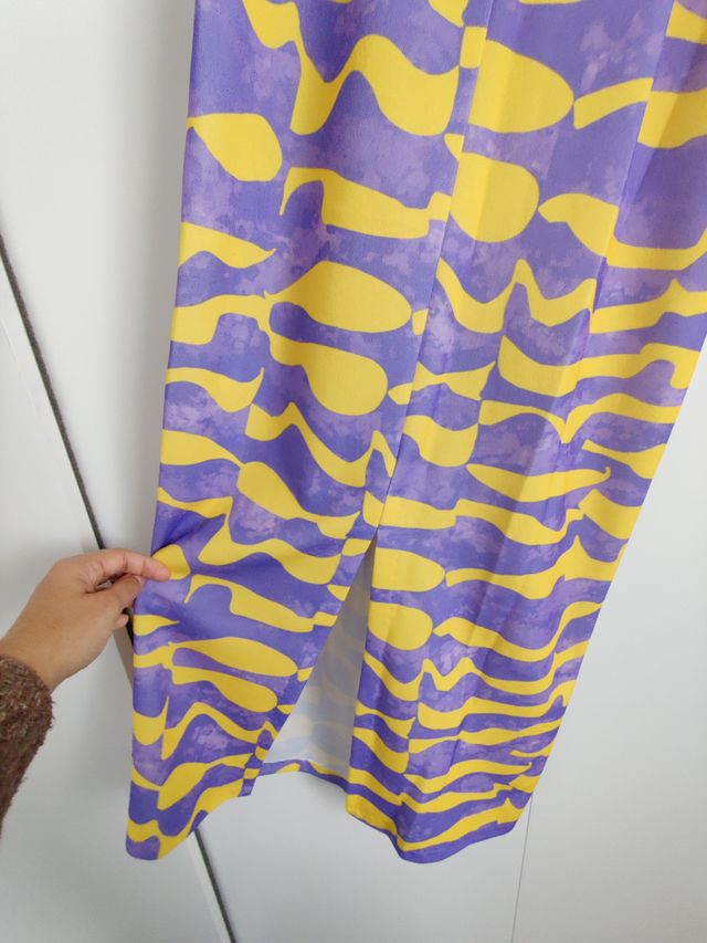 Vestido festa roxo e amarelo