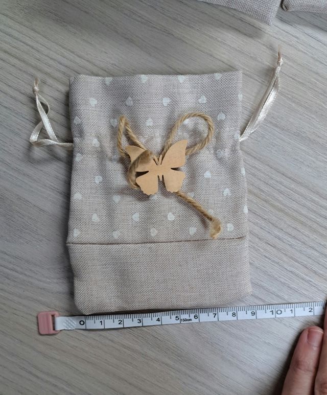 10 sacchetti in tessuto con farfallina