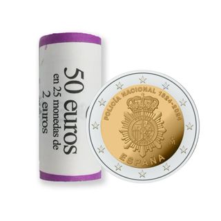 Rollo 25 monedas 2 euros Policia Nacional