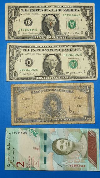 Lote 7 Billetes Extranjeros, del mundo.