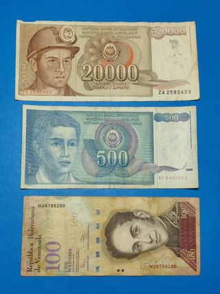 Lote 7 Billetes Extranjeros, del mundo.