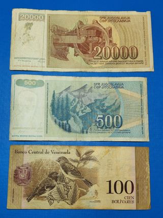 Lote 7 Billetes Extranjeros, del mundo.