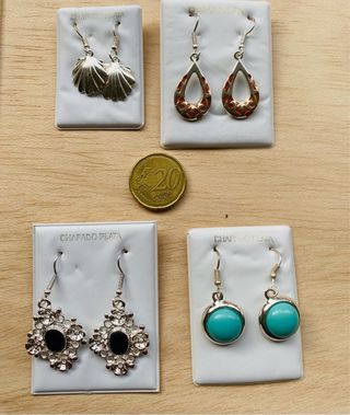 Pendients largos plateados vintage