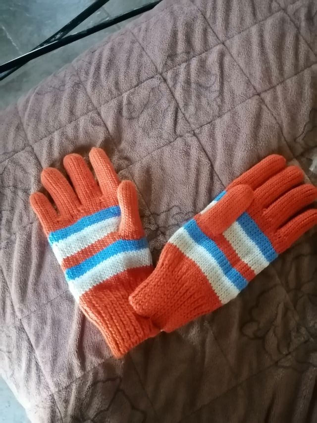 Guanti a righe con interno in caldo pile