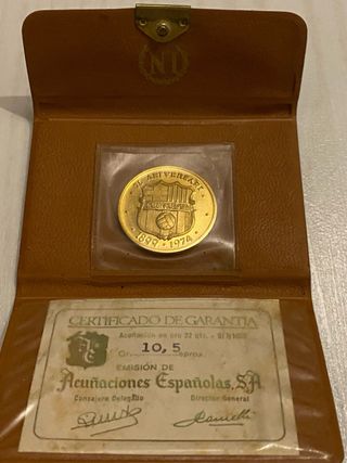 Moneda de oro 75 aniversario del Barça