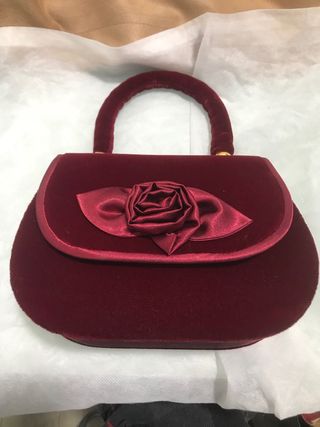 Bolso fiesta de tercio pelo burdeos