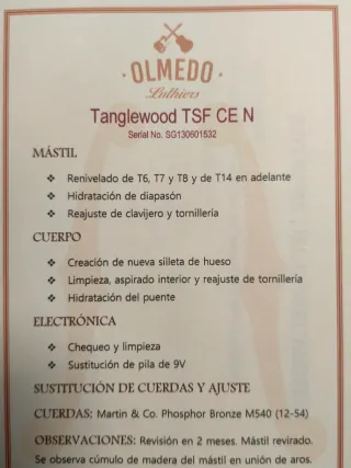 Guitarra Tanglewood TSF CE-N