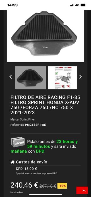 Filtro aire Sprint Filter Honda X-ADV 750