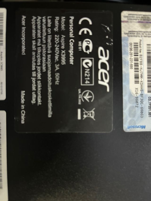 Pc acer pequeño i5 3g 4g ram ssd120g
