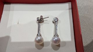 Pendientes oro blanco y perlas, novia, bodas.