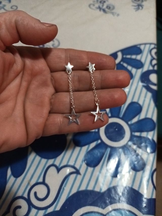 Pendientes de estrellas de plata de ley