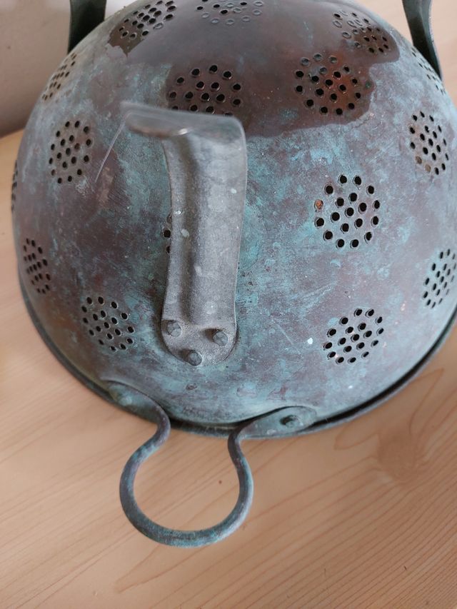 Antico scolapasta in rame 700g