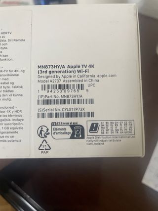 Apple TV 4K. Wifi. 64GB. Nuevo a estrenar.