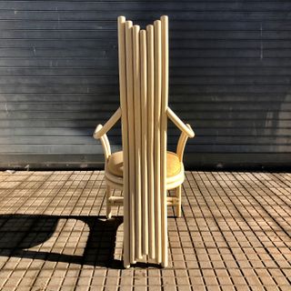 6 Sillas mesa comedor vintage bambu 80s