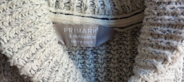 Casaco Malha Cinza Mesclado Primark 3-6 meses