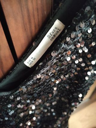 Vestido ceñido de lentejuelas M negro