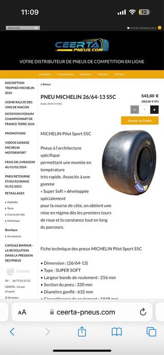 Neumatico 13” Michelin Formula NUEVO
