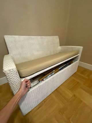 Divano da giardino a 2 posti con cuscini in rattan