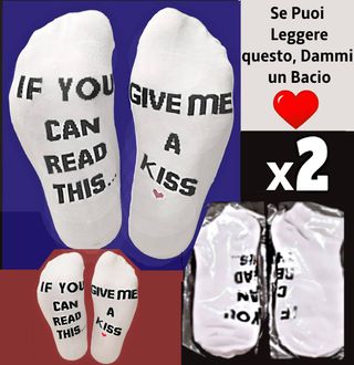 2 Paia Calze NUOVE scritta SE LEGGI QUESTO,BACIAMI