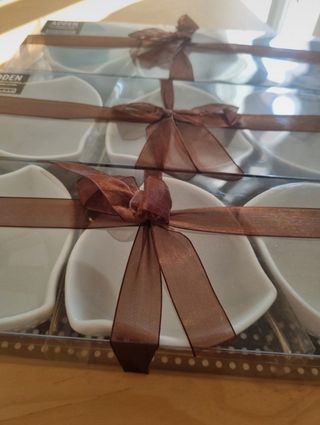 9 ciotole e 9 cucchiaini in ceramica shabby chic