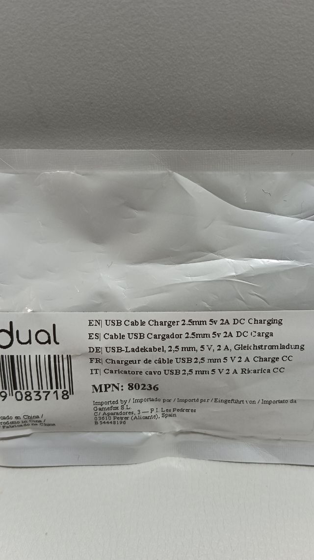 Cable cargador 2.5mm 5v 2A