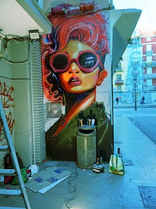 mural pintor grafiti rotulación a mano arte cartel