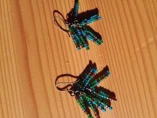Pendientes cuentas azul verde hippie