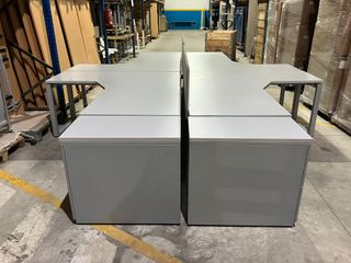 Mesa coworking JG GROUP color gris con cajoneras