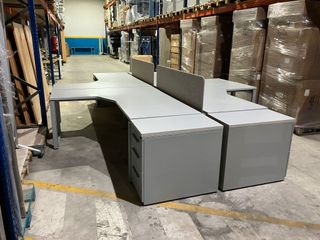 Mesa coworking JG GROUP color gris con cajoneras