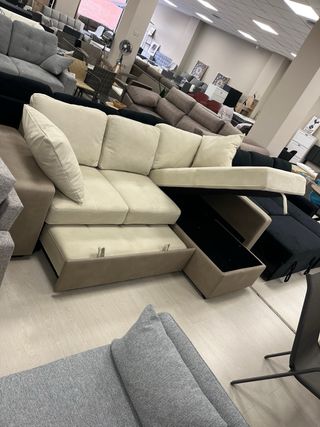 Sofa cherlong cama de polipiel beig