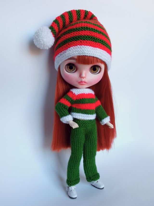 Conjunto navideño tricolor elfo - Blythe