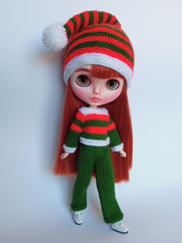 Conjunto navideño tricolor elfo - Blythe